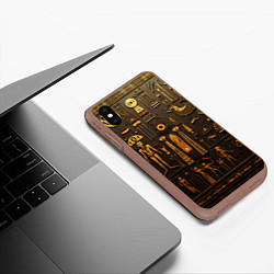 Чехол iPhone XS Max матовый Арт в стиле египетских письмен, цвет: 3D-коричневый — фото 2