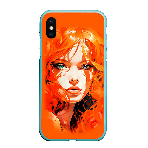 Чехол iPhone XS Max матовый Огненная красотка / 3D-Мятный – фото 1