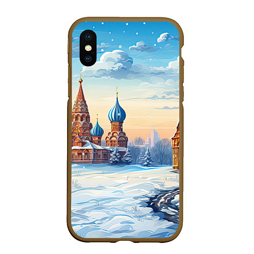 Чехол iPhone XS Max матовый Российская зима / 3D-Коричневый – фото 1