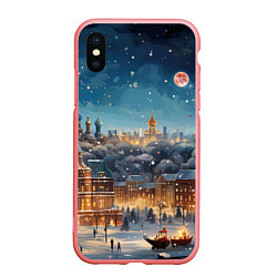 Чехол iPhone XS Max матовый Ночной новогодний город, цвет: 3D-баблгам