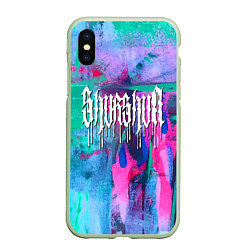 Чехол iPhone XS Max матовый Shurshun - tie-dye, цвет: 3D-салатовый