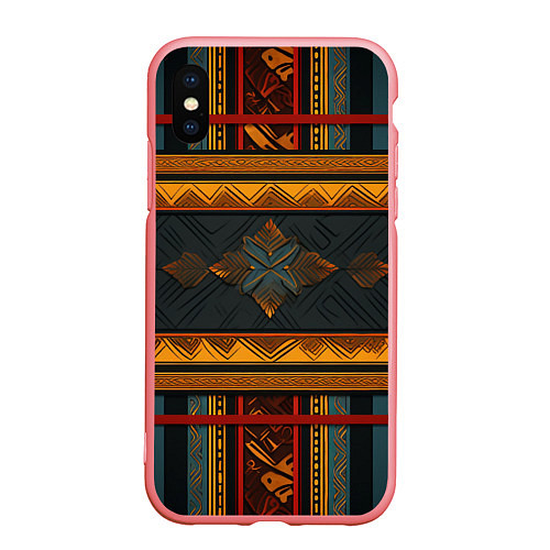 Чехол iPhone XS Max матовый Этнический рисунок в полоску / 3D-Баблгам – фото 1