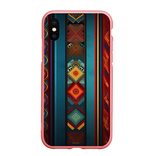 Чехол iPhone XS Max матовый Этнический орнамент в вертикальную полоску / 3D-Баблгам – фото 1