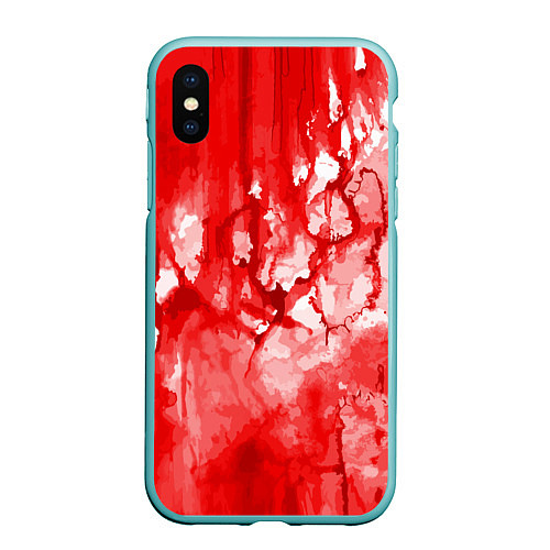 Чехол iPhone XS Max матовый Кровь на белом / 3D-Мятный – фото 1