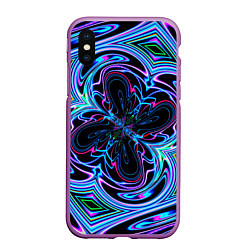 Чехол iPhone XS Max матовый Абстракция neon, цвет: 3D-фиолетовый