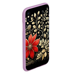 Чехол iPhone XS Max матовый Новогодние цветы и листья, цвет: 3D-сиреневый — фото 2