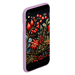 Чехол iPhone XS Max матовый Новогодние ягоды и цветы, цвет: 3D-сиреневый — фото 2