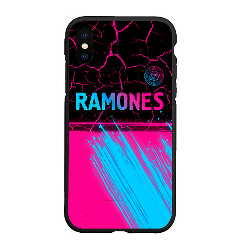 Чехол iPhone XS Max матовый Ramones - neon gradient посередине / 3D-Черный – фото 1