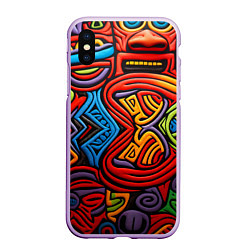 Чехол iPhone XS Max матовый Разноцветный узор в стиле абстракционизм, цвет: 3D-сиреневый
