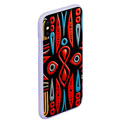 Чехол iPhone XS Max матовый Красно-синий узор в африканском стиле, цвет: 3D-светло-сиреневый — фото 2