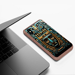 Чехол iPhone XS Max матовый Орнамент с маской в египетском стиле, цвет: 3D-коричневый — фото 2