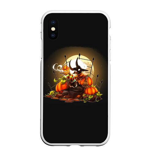 Чехол iPhone XS Max матовый Черт и тыквы хэллоуин / 3D-Белый – фото 1