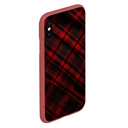 Чехол iPhone XS Max матовый Тёмно-красная шотландская клетка, цвет: 3D-красный — фото 2