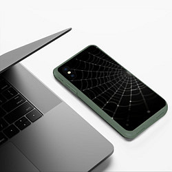 Чехол iPhone XS Max матовый Паутина на черном фоне, цвет: 3D-темно-зеленый — фото 2
