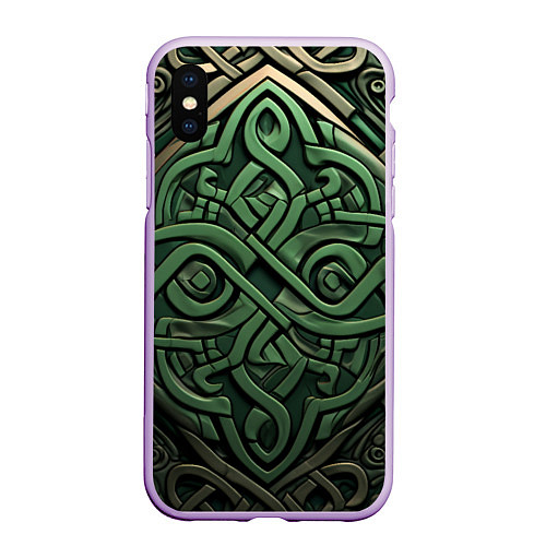 Чехол iPhone XS Max матовый Симметричный узор в ирландском стиле / 3D-Сиреневый – фото 1