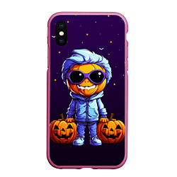 Чехол iPhone XS Max матовый Happy pumpkin, цвет: 3D-малиновый
