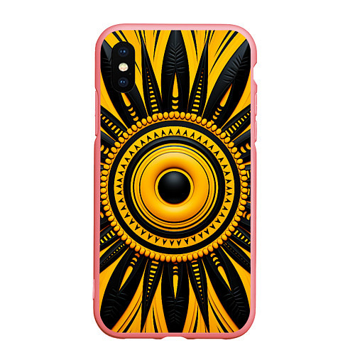 Чехол iPhone XS Max матовый Желто-черный узор в африканском стиле / 3D-Баблгам – фото 1