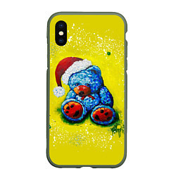 Чехол iPhone XS Max матовый Плюшевый синий Санта, цвет: 3D-темно-зеленый