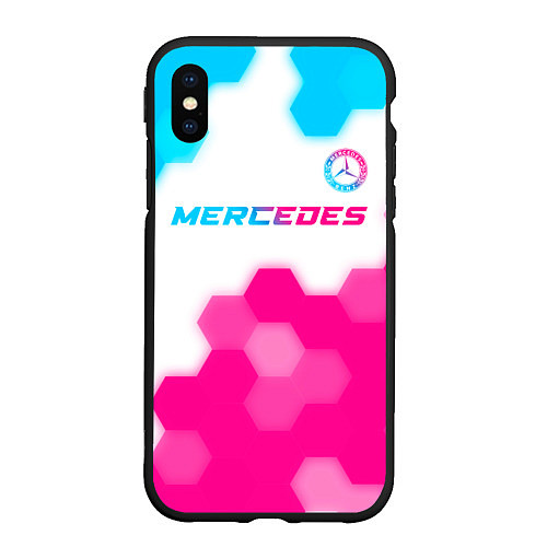 Чехол iPhone XS Max матовый Mercedes neon gradient style посередине / 3D-Черный – фото 1