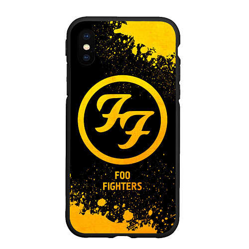 Чехол iPhone XS Max матовый Foo Fighters - gold gradient / 3D-Черный – фото 1