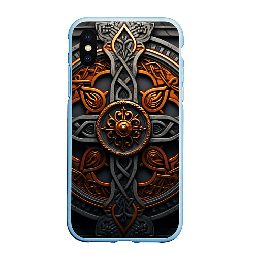 Чехол iPhone XS Max матовый Орнамент в викингском стиле / 3D-Голубой – фото 1