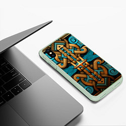 Чехол iPhone XS Max матовый Орнамент в норвежском стиле, цвет: 3D-салатовый — фото 2