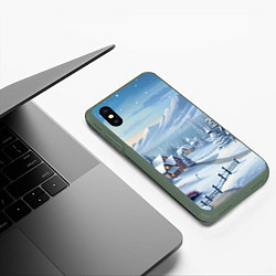 Чехол iPhone XS Max матовый Зимнее настроение, цвет: 3D-темно-зеленый — фото 2