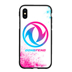 Чехол iPhone XS Max матовый Dongfeng neon gradient style, цвет: 3D-черный