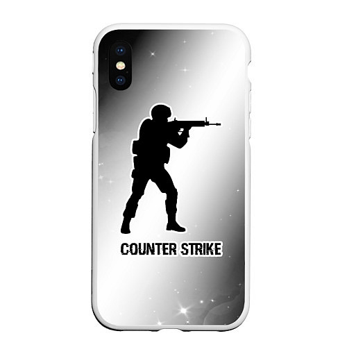 Чехол iPhone XS Max матовый Counter Strike glitch на светлом фоне / 3D-Белый – фото 1