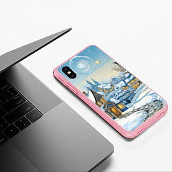 Чехол iPhone XS Max матовый Новогодний город иллюстрация, цвет: 3D-баблгам — фото 2