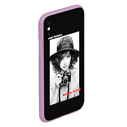 Чехол iPhone XS Max матовый Брюнетка с ретро камерой, цвет: 3D-сиреневый — фото 2