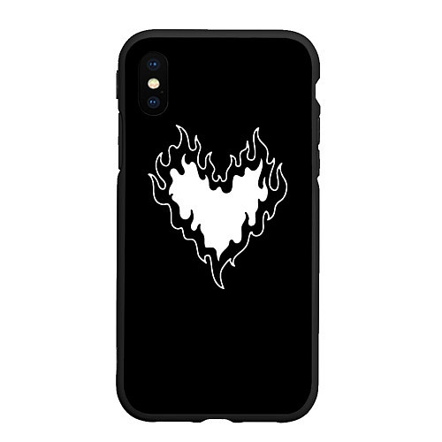 Чехол iPhone XS Max матовый Burning heart / 3D-Черный – фото 1