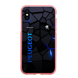 Чехол iPhone XS Max матовый Peugeot - плиты с эффектом свечения, цвет: 3D-баблгам