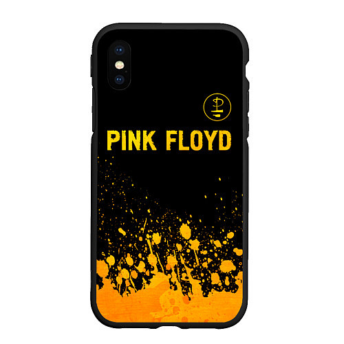 Чехол iPhone XS Max матовый Pink Floyd - gold gradient посередине / 3D-Черный – фото 1