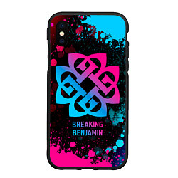Чехол iPhone XS Max матовый Breaking Benjamin - neon gradient, цвет: 3D-черный
