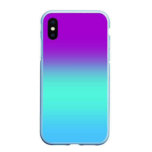 Чехол iPhone XS Max матовый Фиолетовый бирюзовый голубой неоновый градиент / 3D-Голубой – фото 1