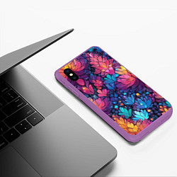 Чехол iPhone XS Max матовый Растительный абстрактный узор, цвет: 3D-фиолетовый — фото 2