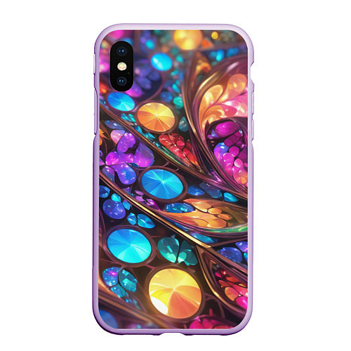 Чехол iPhone XS Max матовый Яркий абстрактный фрактальный узор / 3D-Сиреневый – фото 1