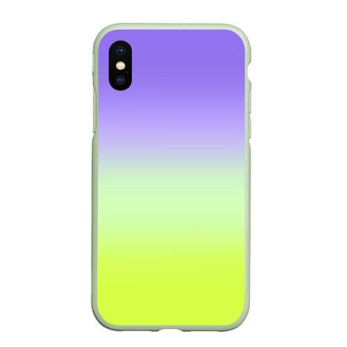 Чехол iPhone XS Max матовый Фиолетовый мятный и желто-зеленый градиент / 3D-Салатовый – фото 1