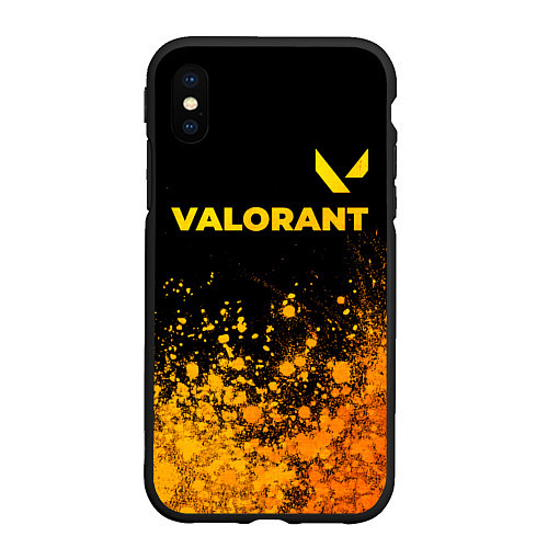 Чехол iPhone XS Max матовый Valorant - gold gradient посередине / 3D-Черный – фото 1