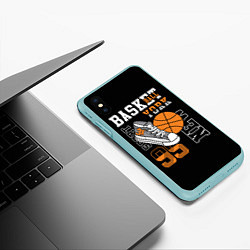 Чехол iPhone XS Max матовый Basketball New York, цвет: 3D-мятный — фото 2