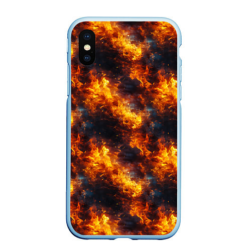 Чехол iPhone XS Max матовый Пламя огня паттерн / 3D-Голубой – фото 1