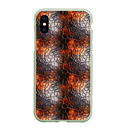 Чехол iPhone XS Max матовый Текстура дорогой кожи паттерн, цвет: 3D-салатовый