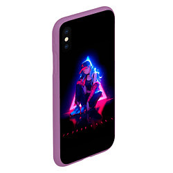 Чехол iPhone XS Max матовый Неоновые три края, цвет: 3D-фиолетовый — фото 2