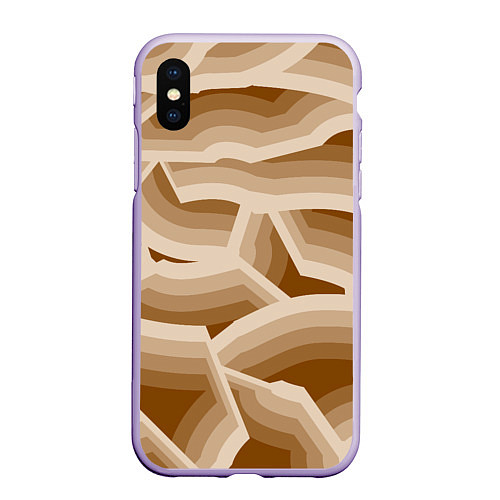 Чехол iPhone XS Max матовый Кофейные линии / 3D-Светло-сиреневый – фото 1