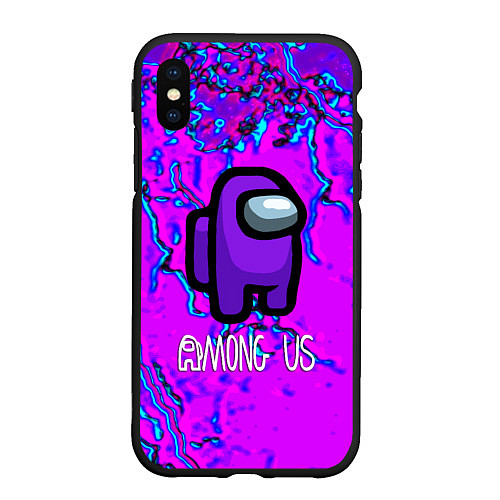 Чехол iPhone XS Max матовый Among us storm neon / 3D-Черный – фото 1