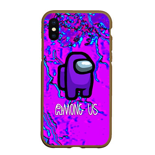 Чехол iPhone XS Max матовый Among us storm neon / 3D-Коричневый – фото 1