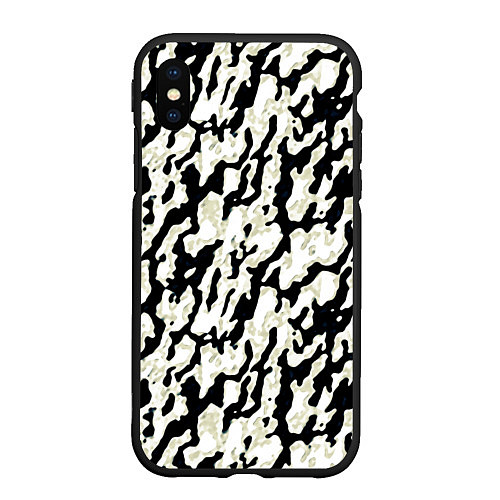 Чехол iPhone XS Max матовый Размытый пятнистый чёрно-белый / 3D-Черный – фото 1