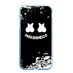 Чехол iPhone XS Max матовый Marshmello splash, цвет: 3D-голубой