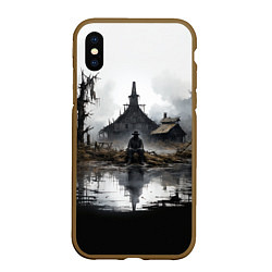 Чехол iPhone XS Max матовый Изба на болоте, цвет: 3D-коричневый